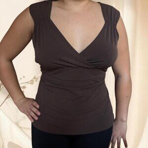 Vintage Y2K Brown Babydoll Sleeveless Blouse
